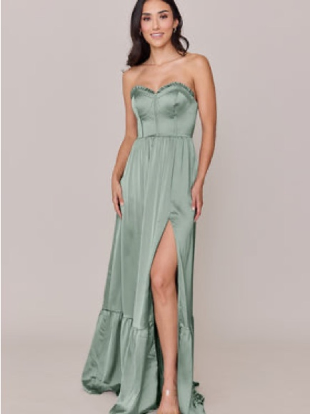 Revelry Valentina Satin Dress - Sage Green